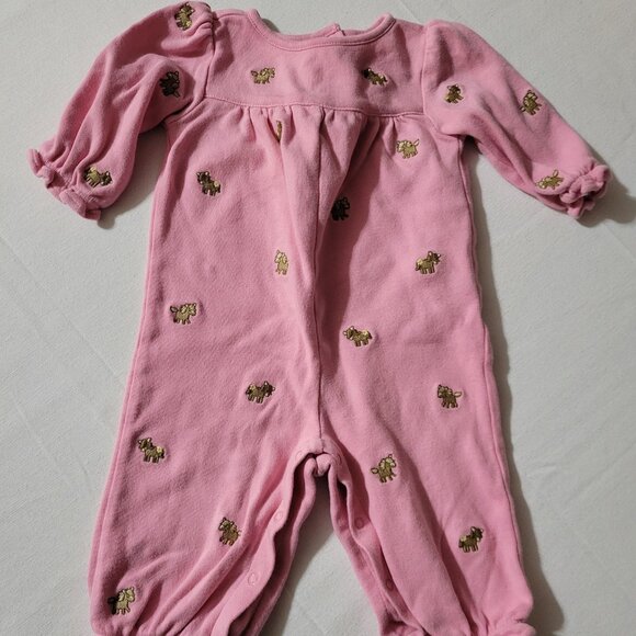 Gymboree Pony Ranch Used Romper 3-6 months Horses Pink. Located A22